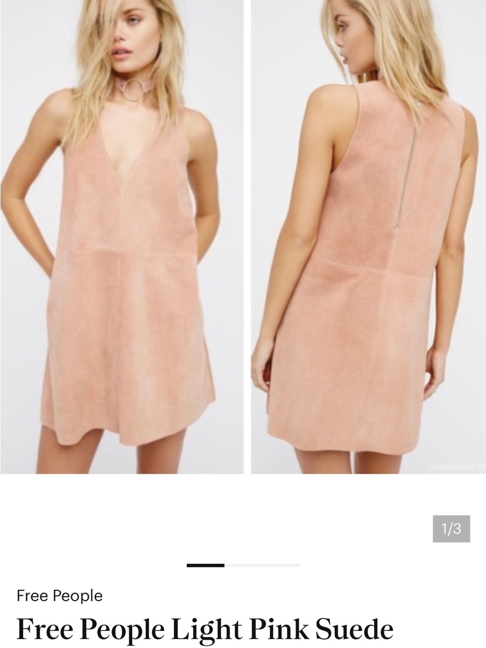 Free People Blush Suede V-Neck Mini Dress